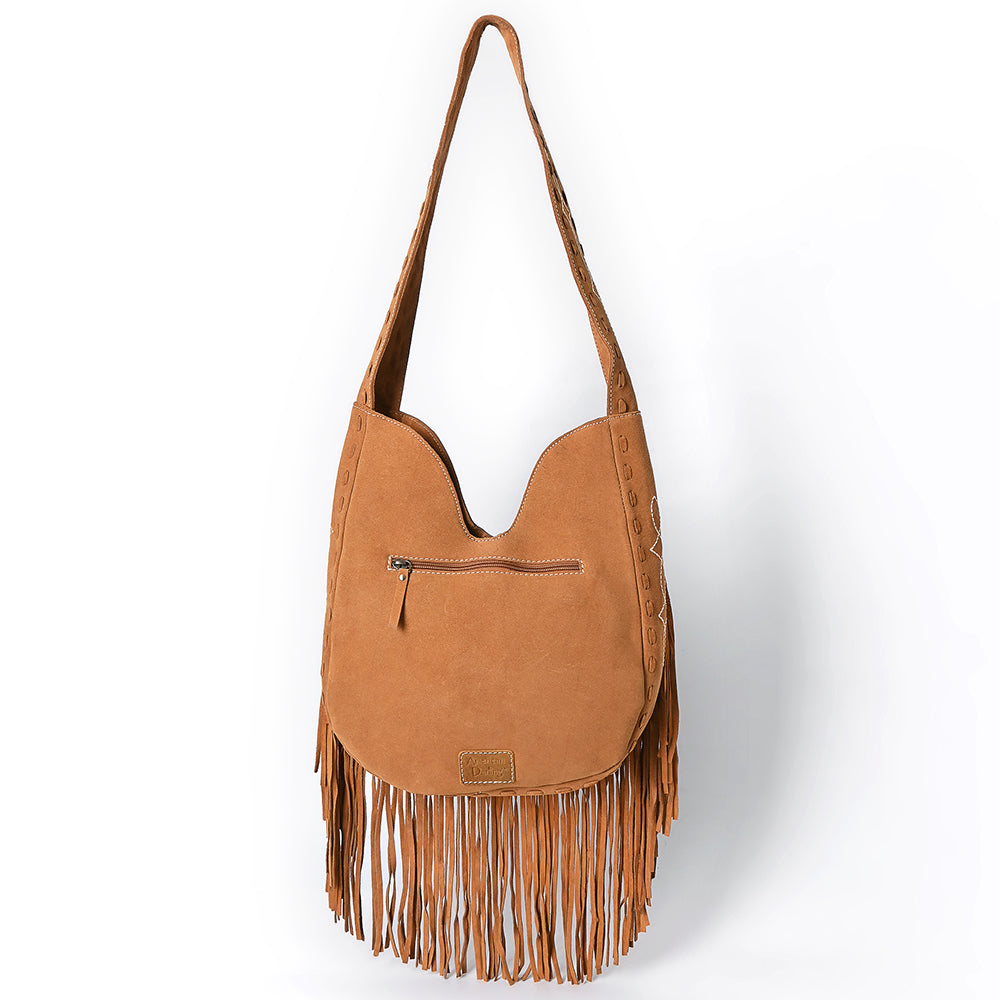 ADBGA734 Genuine suede Fringe Large Crossbody Bag - Western Embroidered Boho Hobo Purse