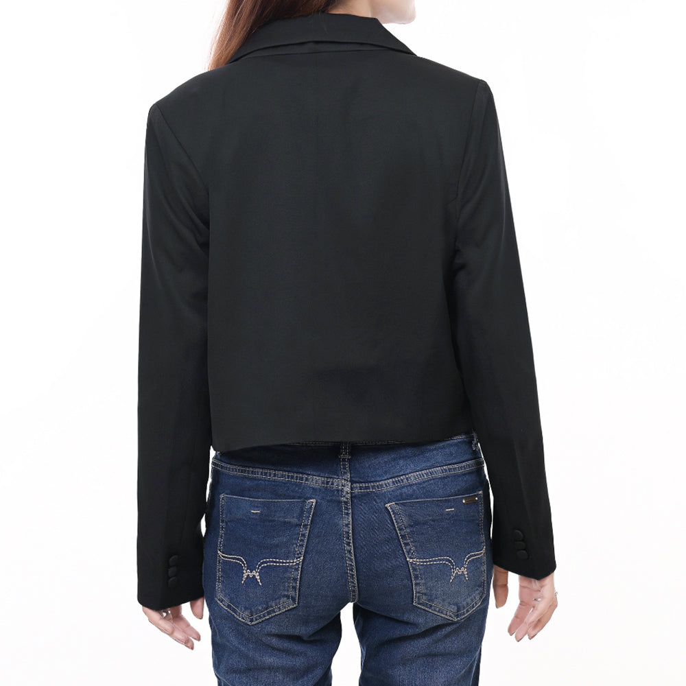 ADBZ060 American Darling Fabric Western Blazer with Harness Leather Lapels