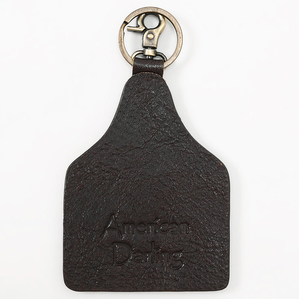 ADKRM135 Hand-Painted Leather Keyring   Sunset Desert Cactus Scene