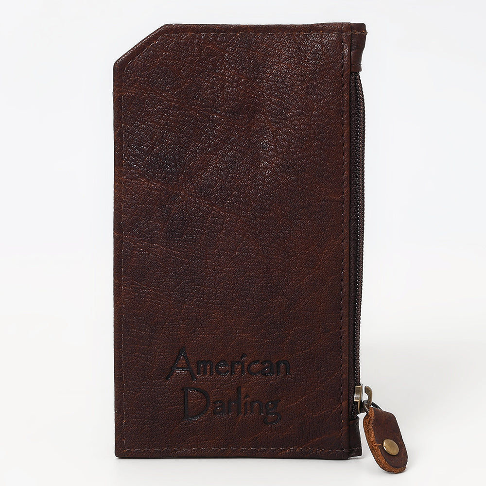 ADCCM114 Hand-Painted Leather Card Holder - Teepee & Cactus Western Art