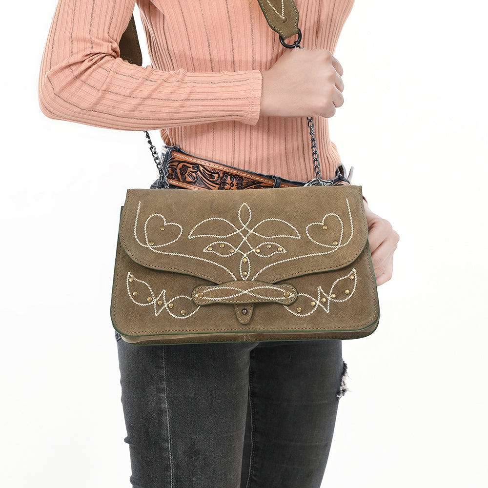ADBGZX104 Crossbody Western Genuine suede Leather women bag