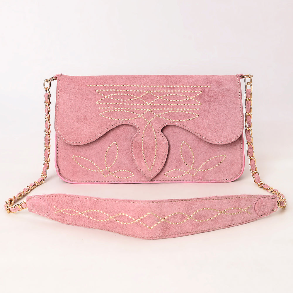 ADBGA692 Western Clutch Crossbody Bag with Cream Embroidery & Chain Strap