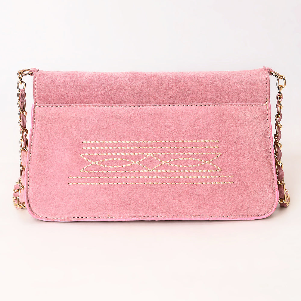 ADBGA692 Western Clutch Crossbody Bag with Cream Embroidery & Chain Strap