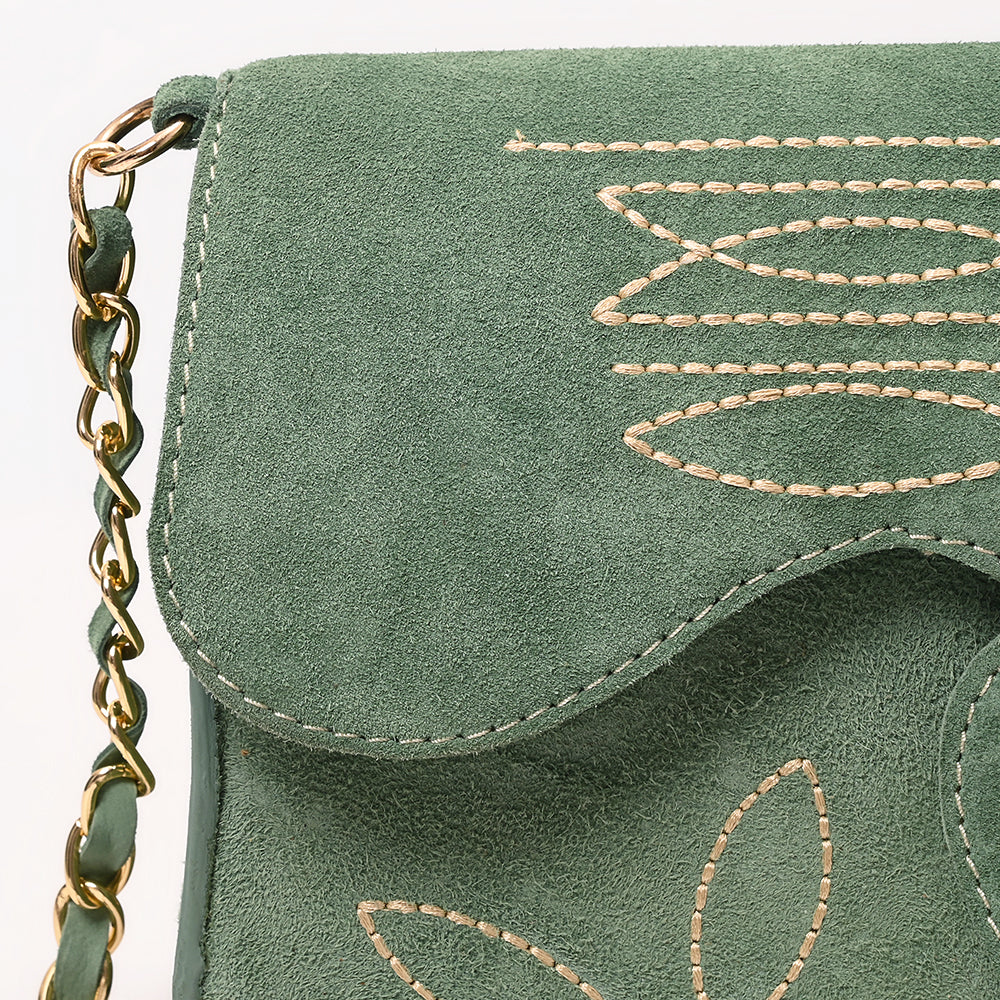 ADBGA692 Western Clutch Crossbody Bag with Cream Embroidery & Chain Strap