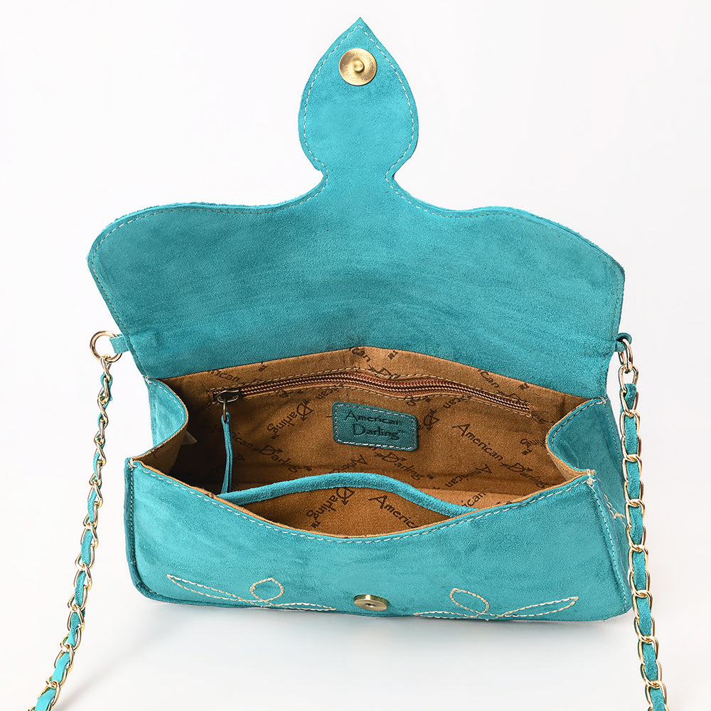 ADBGA692 Western Clutch Crossbody Bag with Cream Embroidery & Chain Strap