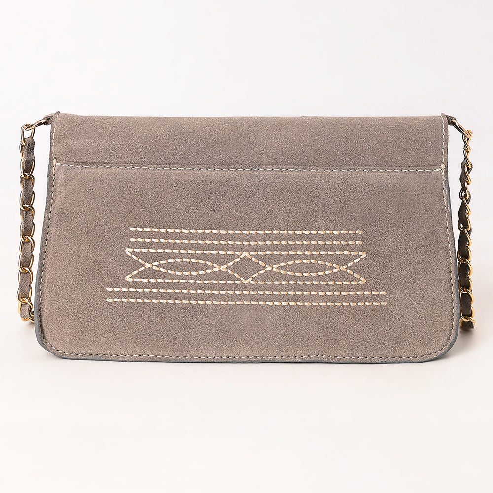 ADBGA692 Western Clutch Crossbody Bag with Cream Embroidery & Chain Strap