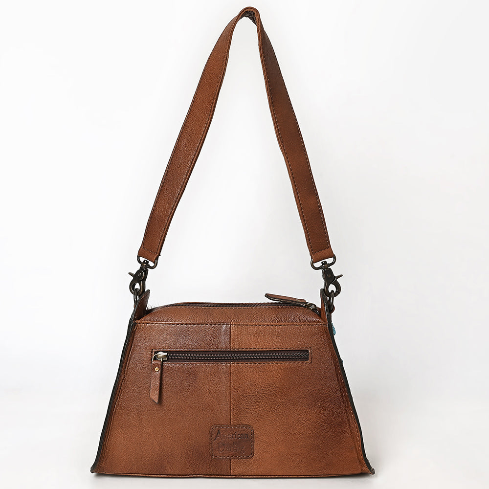 ADBG1698 American Darling Cowhide Shoulder Bag | Hand-Tooled Genuine Leather Turquoise Accent