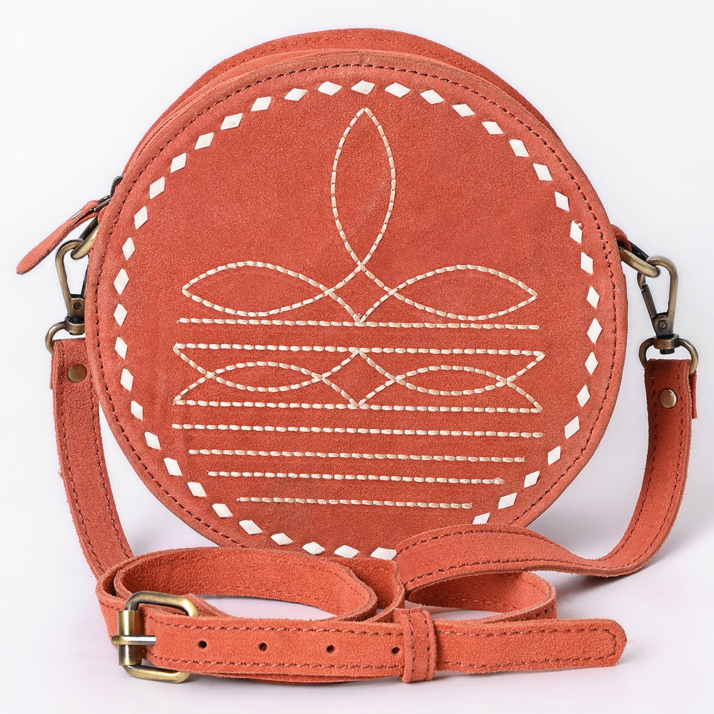 ADBGA620 Genuine Leather Western Canteen Bag-Round Crossbody for Women