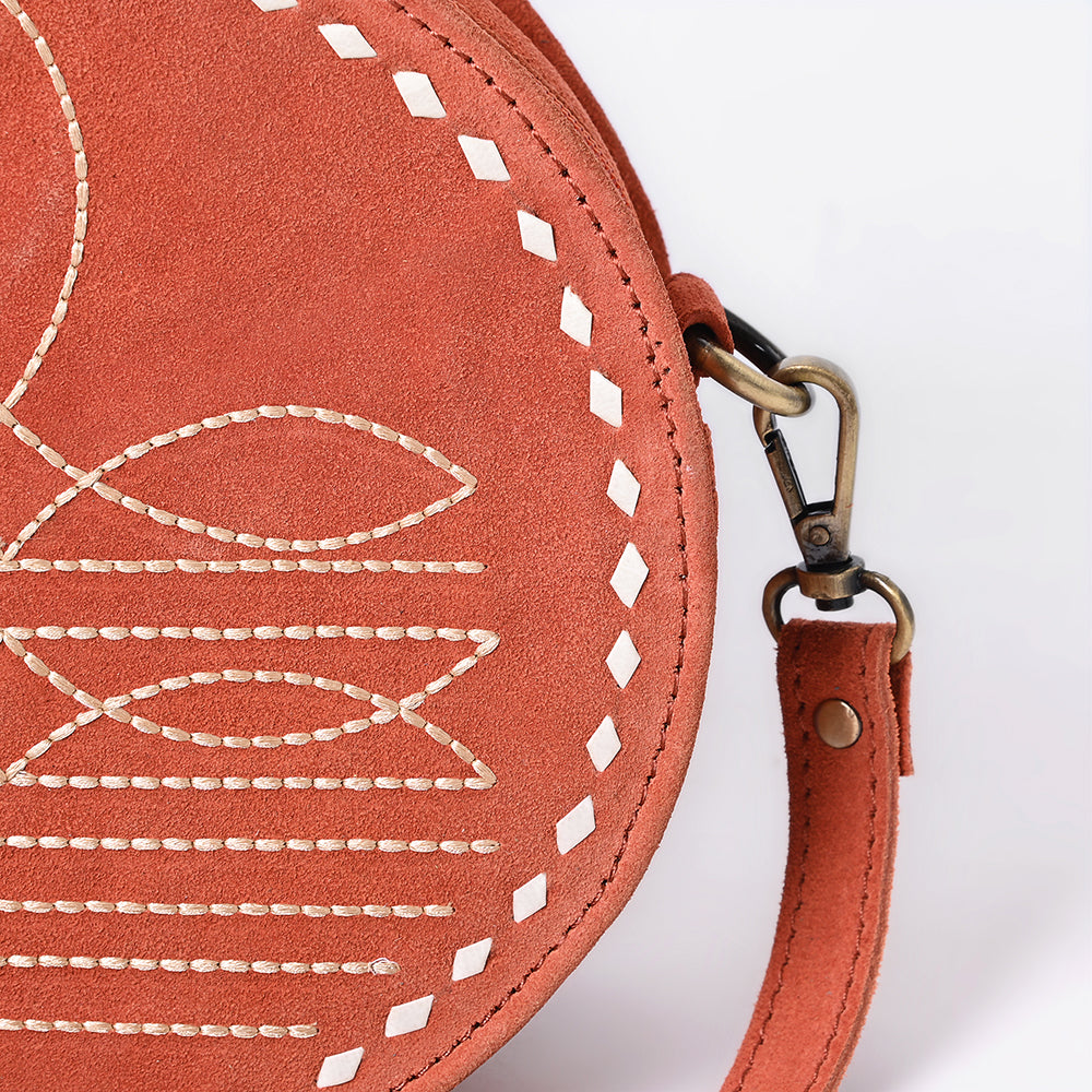 ADBGA620 Genuine Leather Western Canteen Bag-Round Crossbody for Women