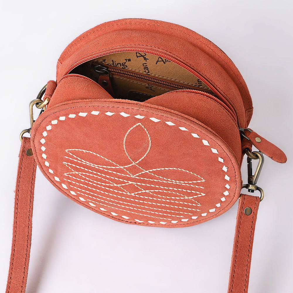 ADBGA620 Genuine Leather Western Canteen Bag-Round Crossbody for Women