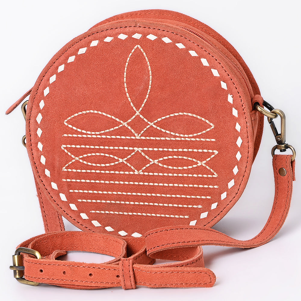 ADBGA620 Genuine Leather Western Canteen Bag-Round Crossbody for Women