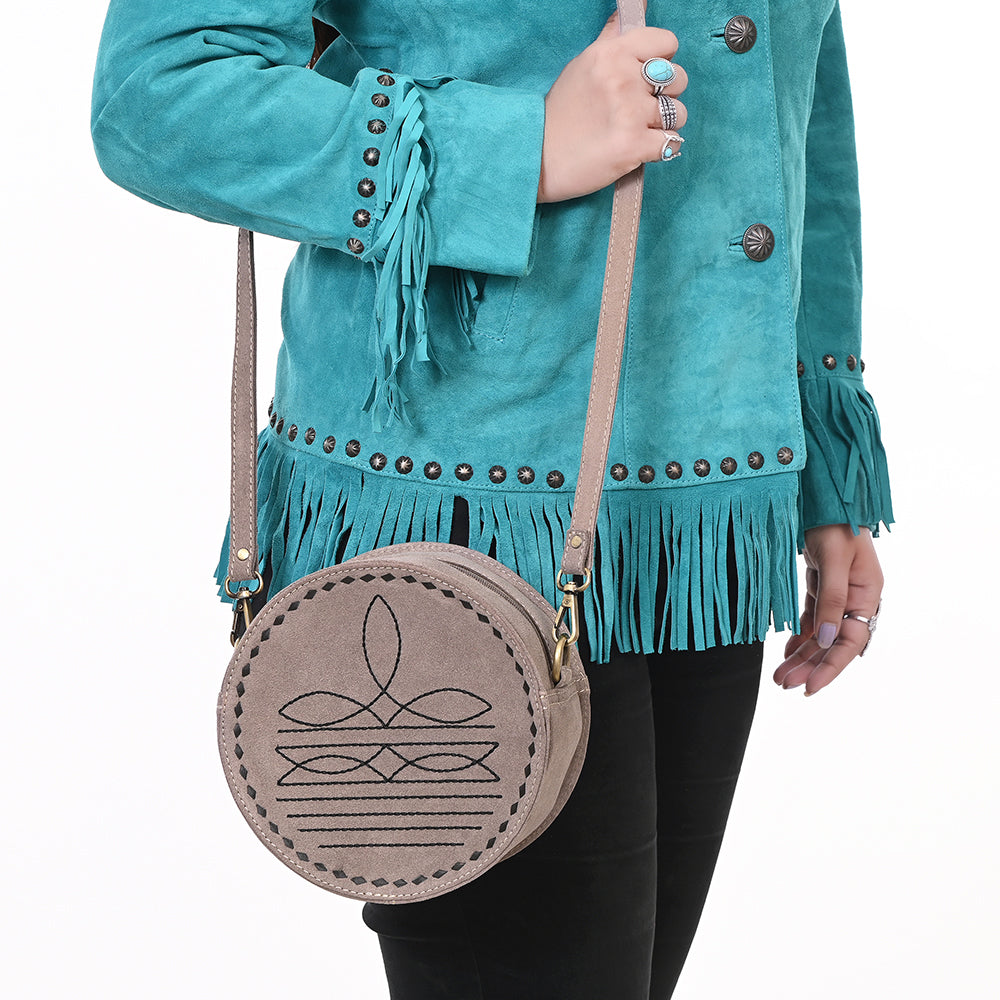 ADBGA620 Genuine Leather Western Canteen Bag-Round Crossbody for Women