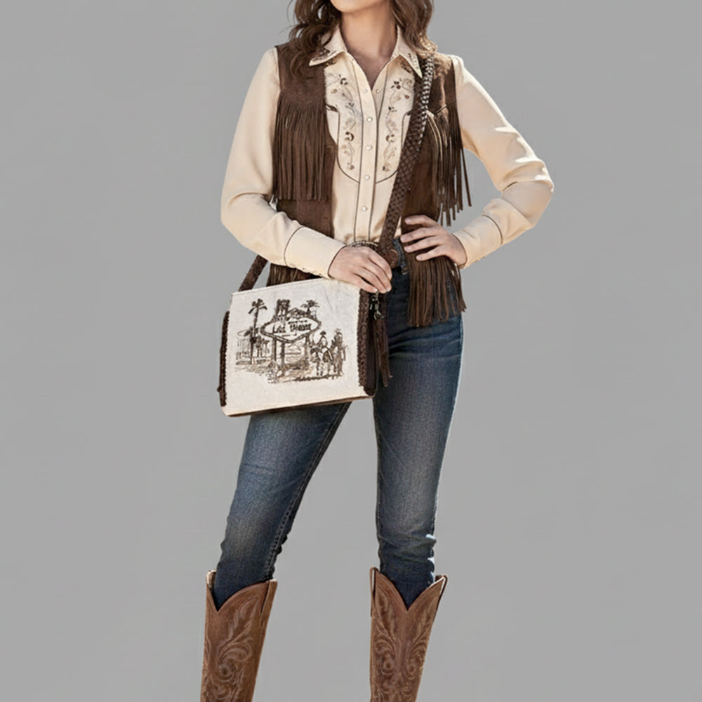 ADBGM589 Hair-On Leather Crossbody - Western Las Vegas Cowgirl Clutch Bag