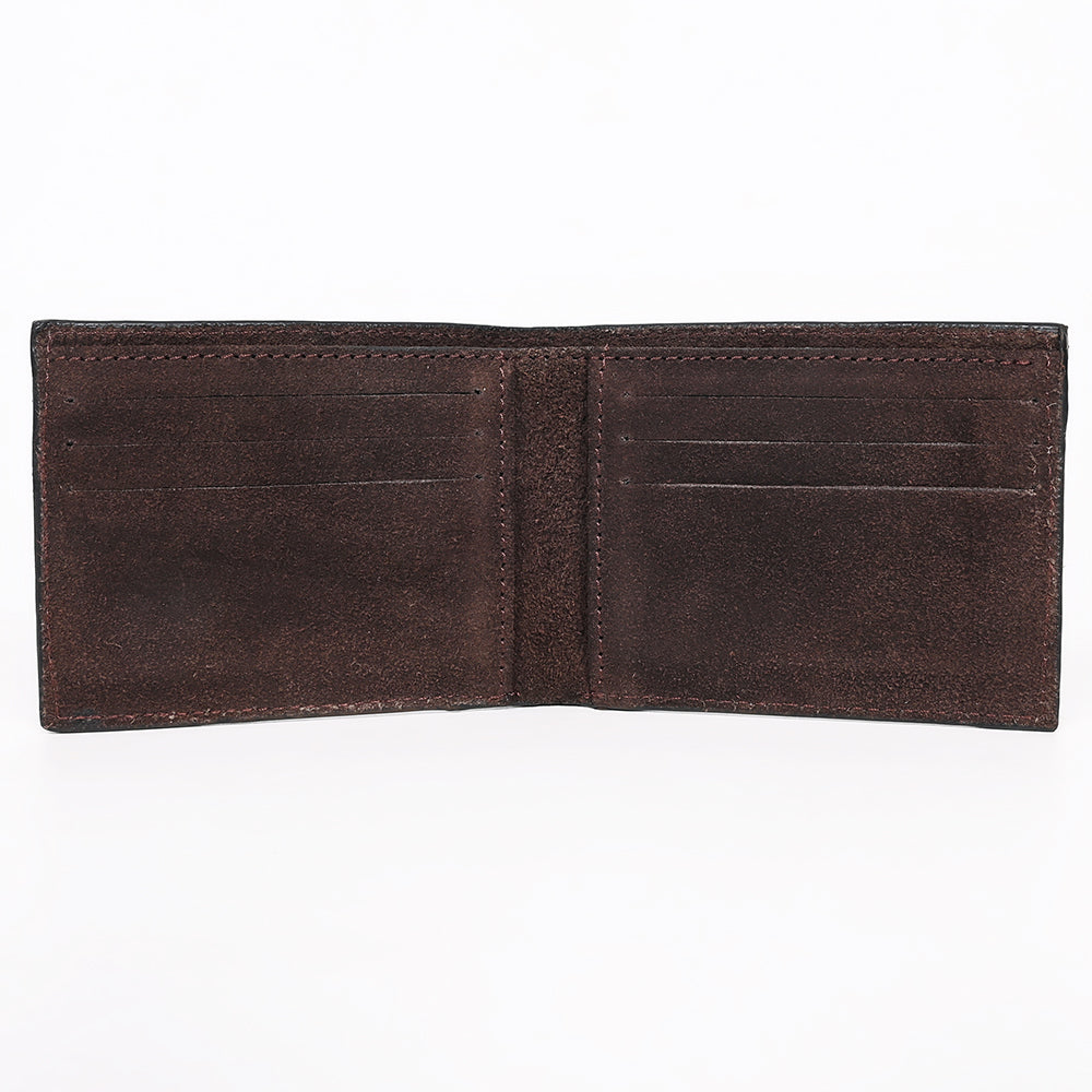 ADBGZ919 Genuine suede Leather Bifold Wallet with White Embroidered Stitch Detail