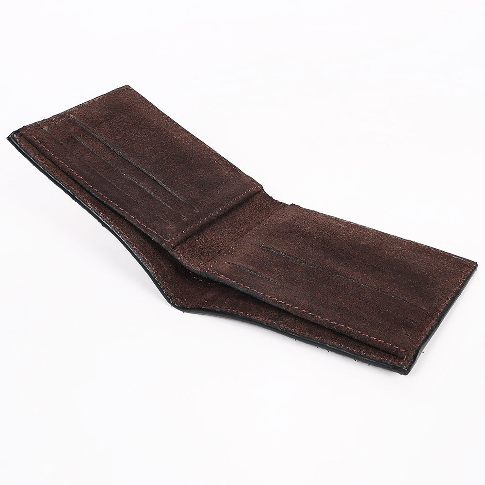 ADBGZ919 Genuine suede Leather Bifold Wallet with White Embroidered Stitch Detail