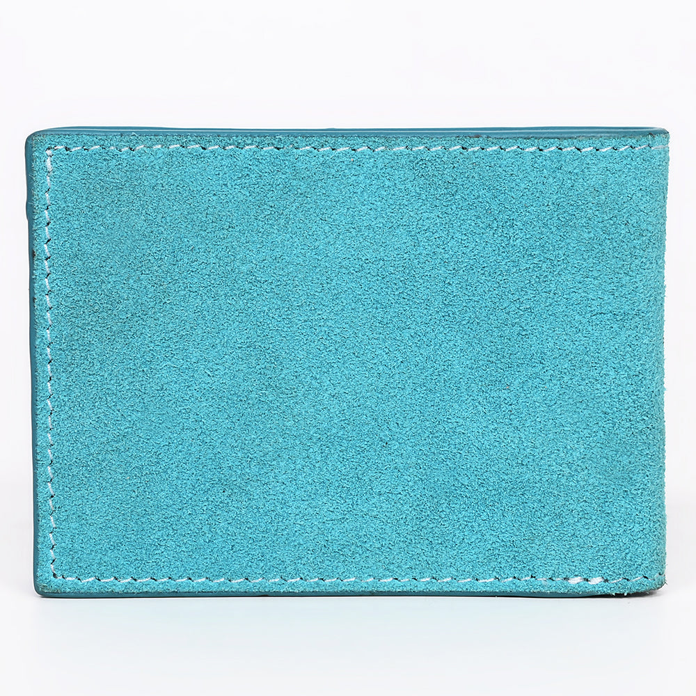 ADBGZ919 Genuine suede Leather Bifold Wallet with White Embroidered Stitch Detail