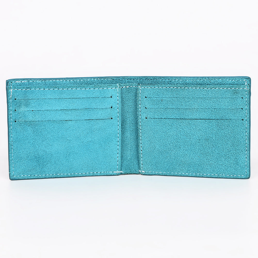 ADBGZ919 Genuine suede Leather Bifold Wallet with White Embroidered Stitch Detail
