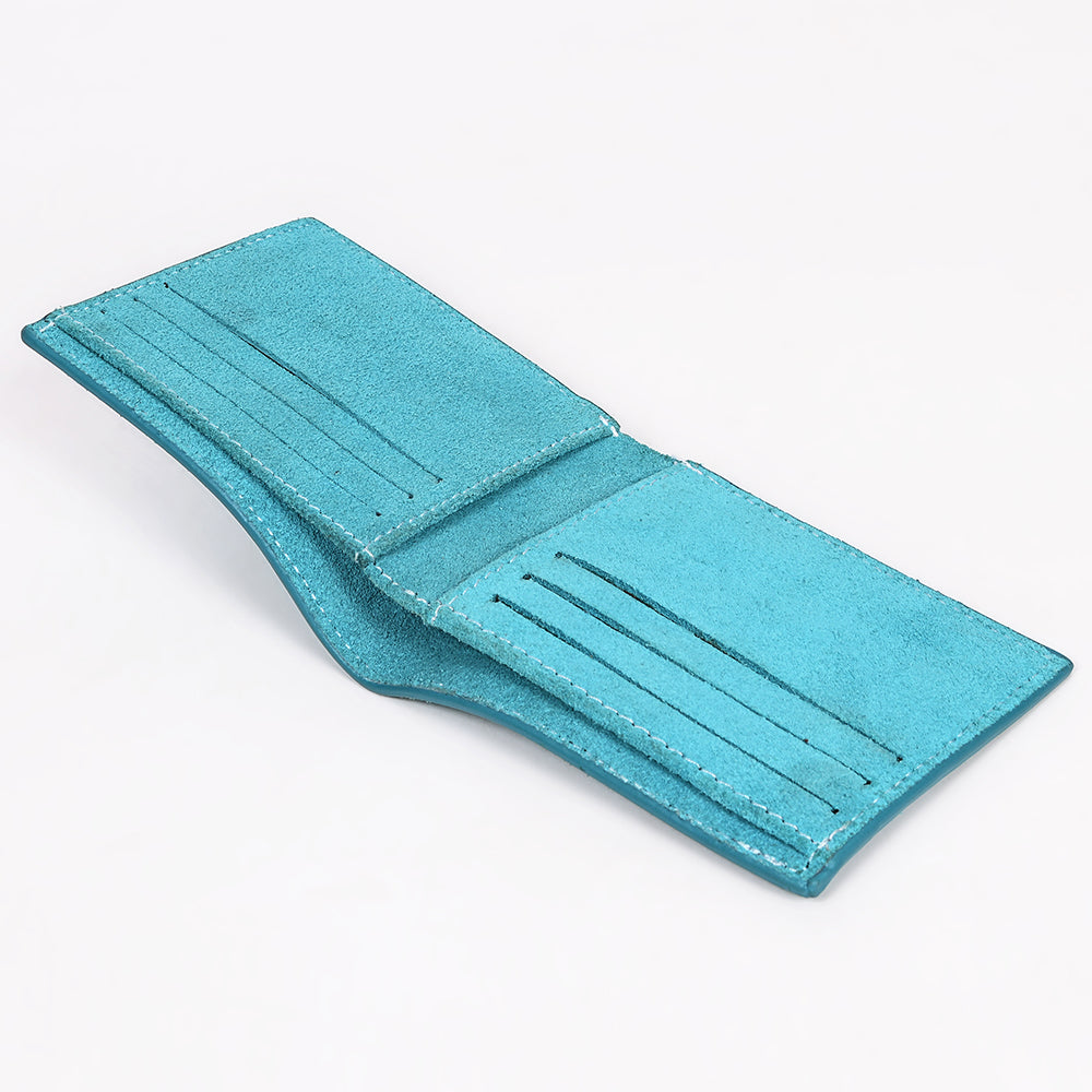 ADBGZ919 Genuine suede Leather Bifold Wallet with White Embroidered Stitch Detail