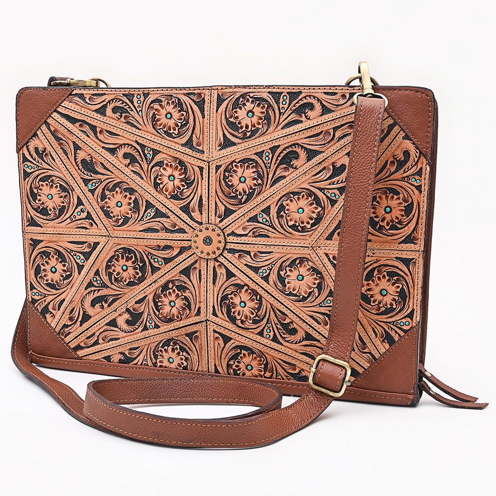 ADBGA752 Portfolio Hand Tooled Genuine Leather women bag western Bag