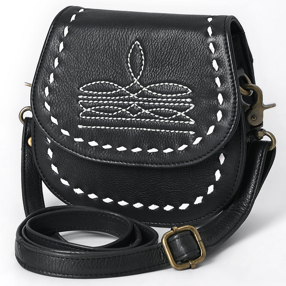 ADBGM592 Western Stitch Leather Crossbody - Cowgirl Saddle Purse