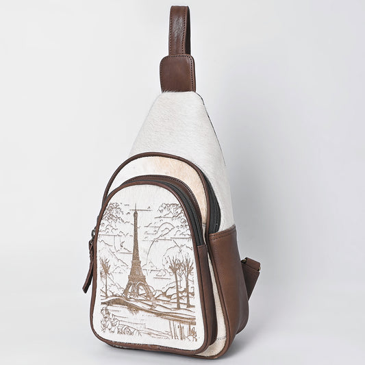 ADBGM594 Eiffel Tower Hair-On Leather Sling Bag - Western Paris Travel Edition