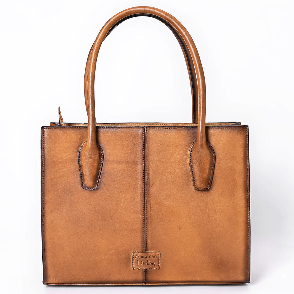 ADBGM599 Hair-On Hide & Tan Genuine Leather Western Tote Bag with Braided Detail