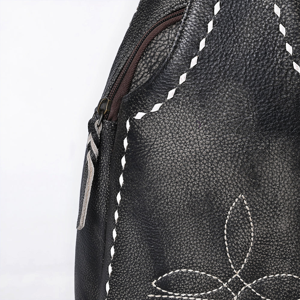 ADBGM605 Genuine Leather Western Sling Bag with White Stitching & Crossbody Strap