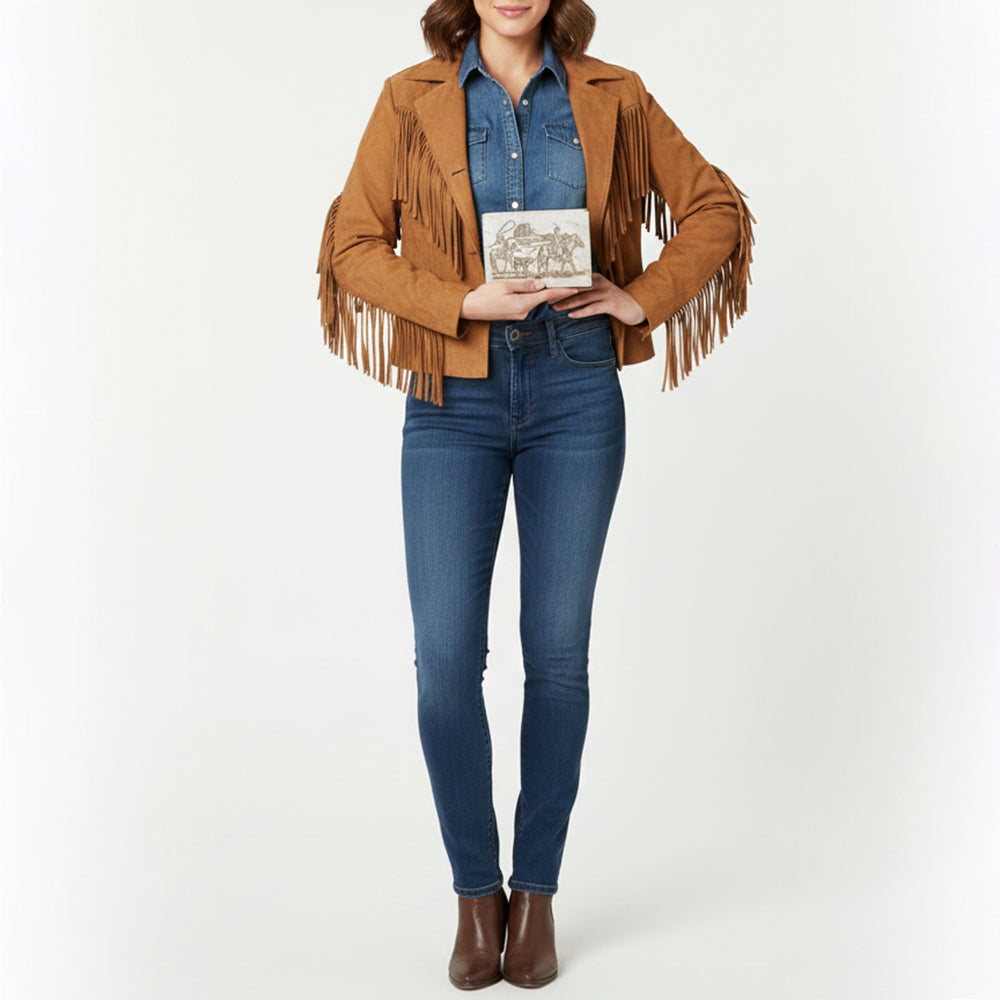 ADBGM454 Western Hair-On Leather Rodeo Wallet - Engraved Design