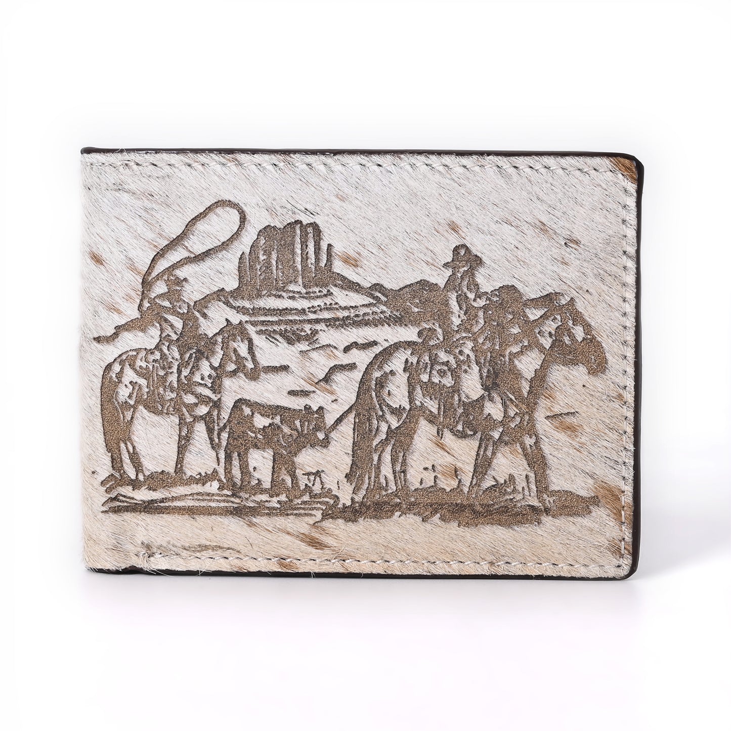 ADBGM454 Western Hair-On Leather Rodeo Wallet - Engraved Design