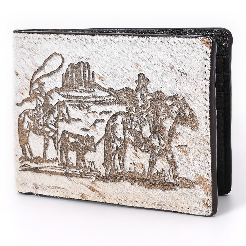 ADBGM454 Western Hair-On Leather Rodeo Wallet - Engraved Design