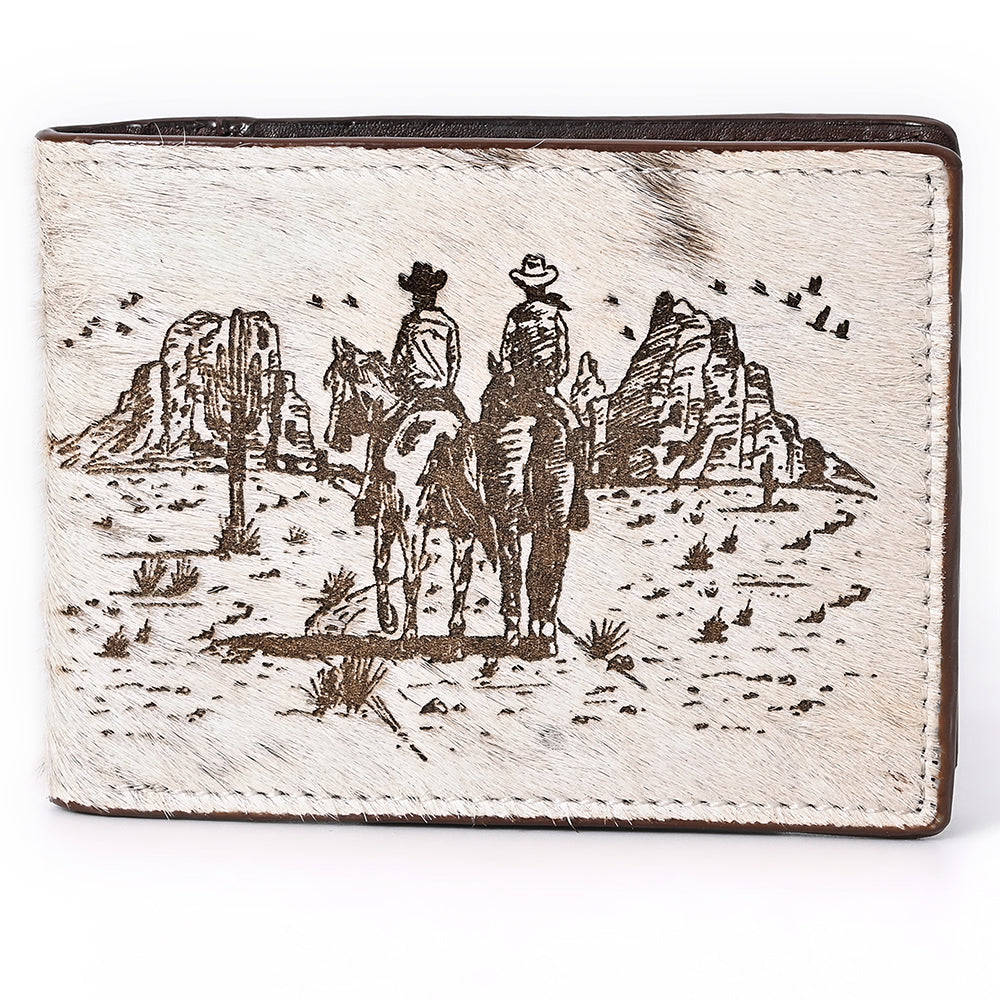 ADBGM454 Western Hair-On Leather Rodeo Wallet - Engraved Design