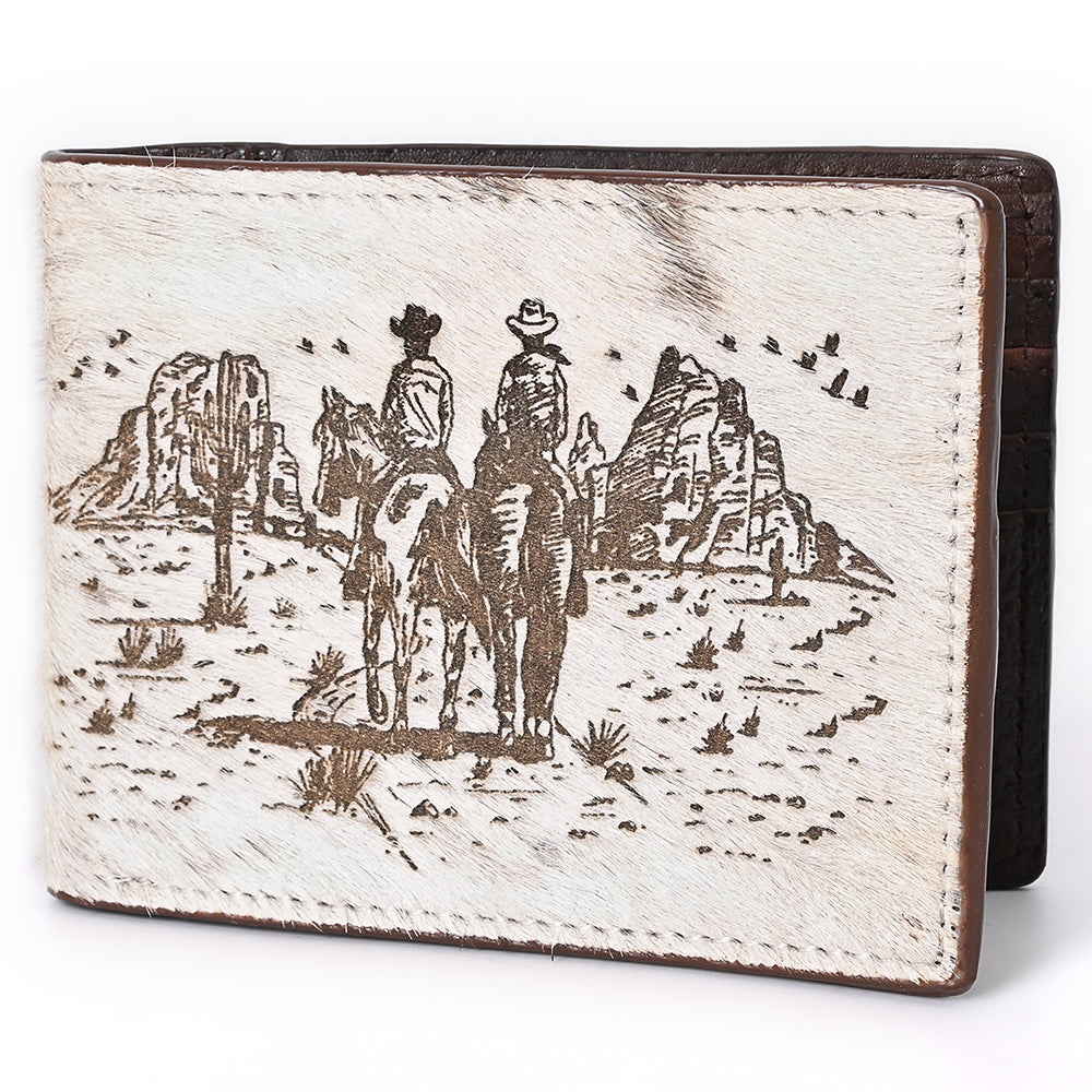 ADBGM454 Western Hair-On Leather Rodeo Wallet - Engraved Design