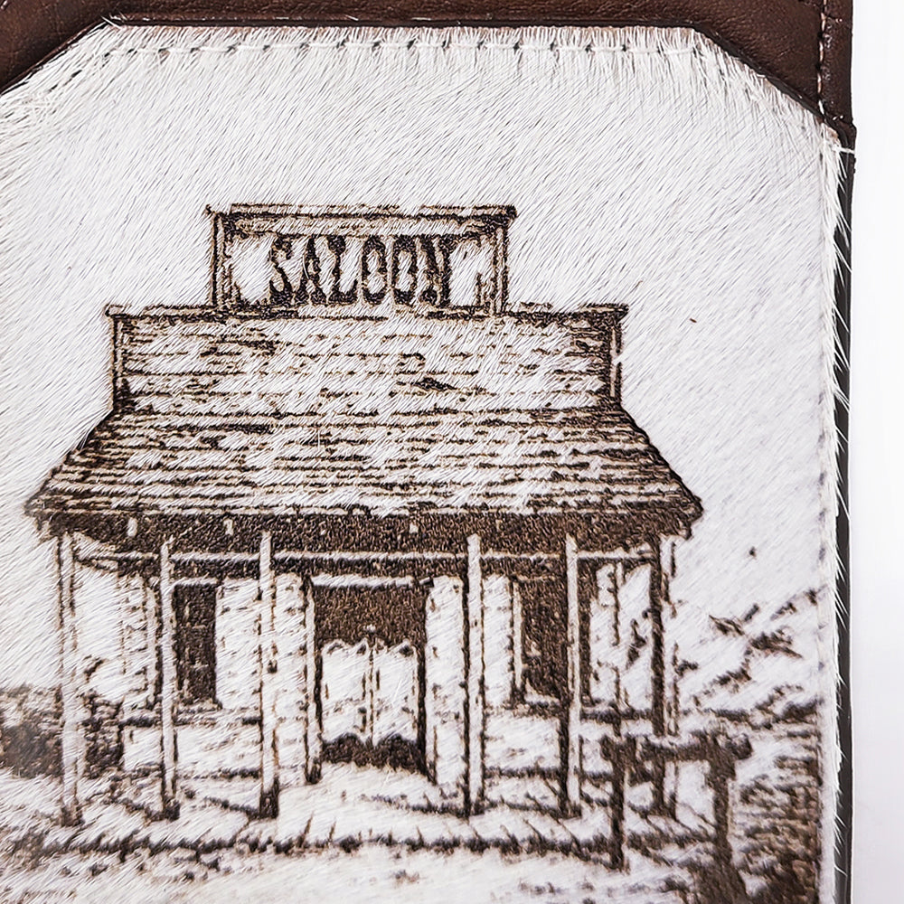 ADCCM101 Cowhide Leather Card Holder - Engraved Western Leather Slim Wallet