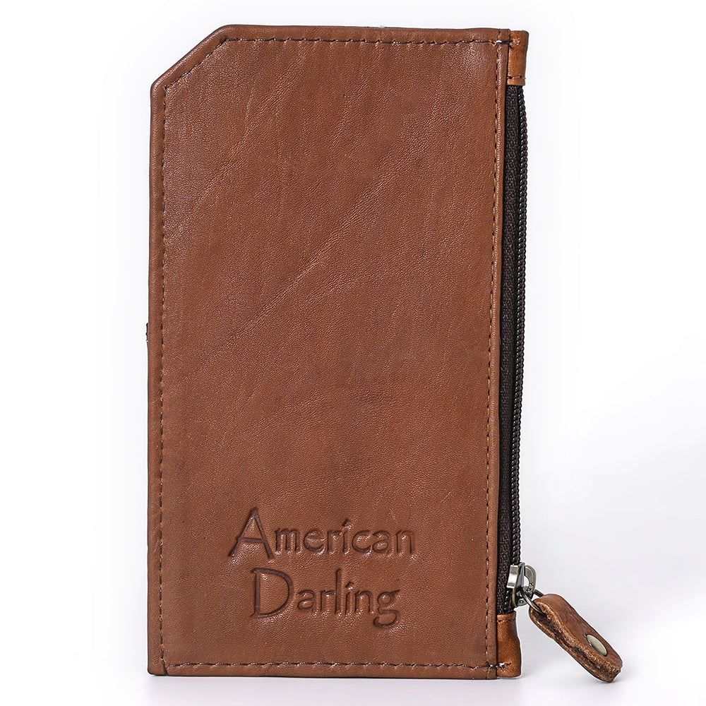 ADCCM101 Hand-Painted Card Holder - Western Cowhide Leather Zip Wallet