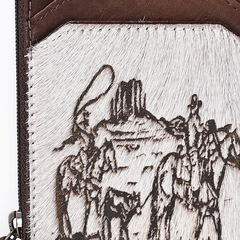 ADCCM101 Cowhide Leather Card Holder - Engraved Western Leather Slim Wallet