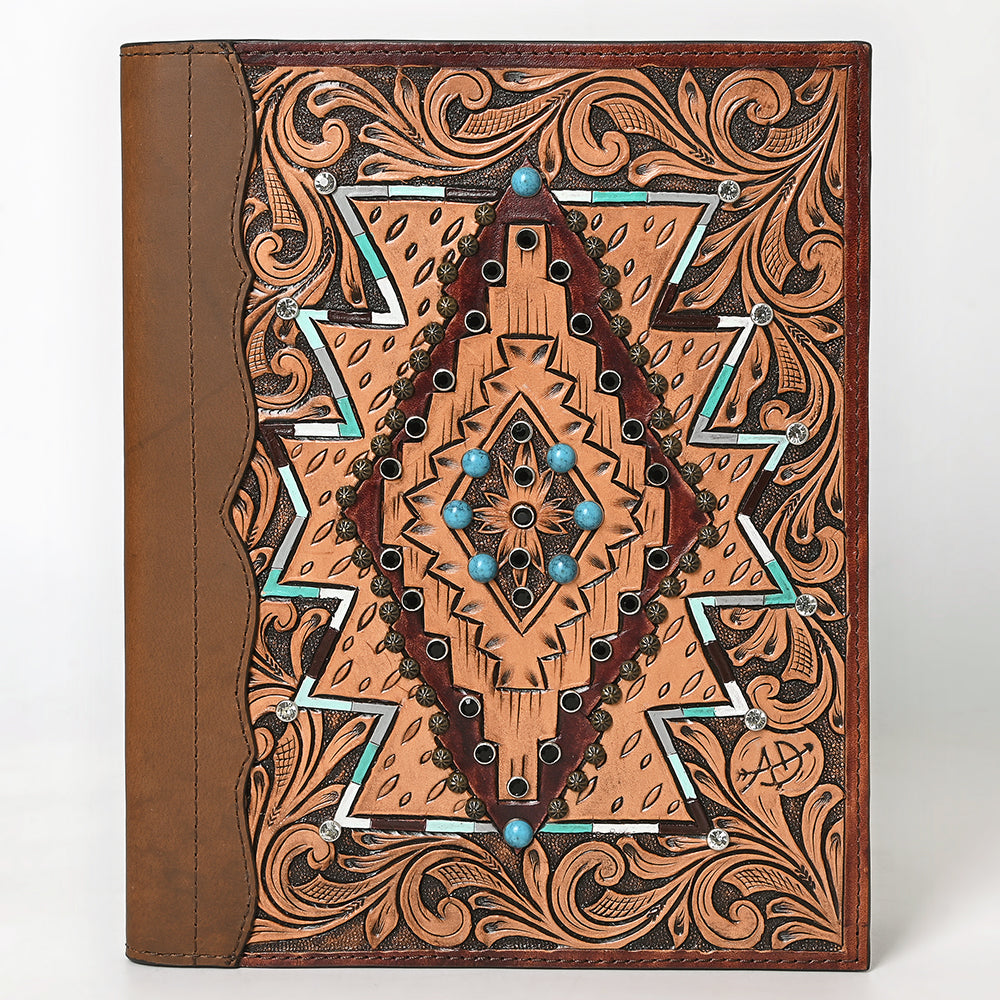 ADBG1040 American Darling Hand-Tooled Floral Genuine Leather Western Portfolio Bag