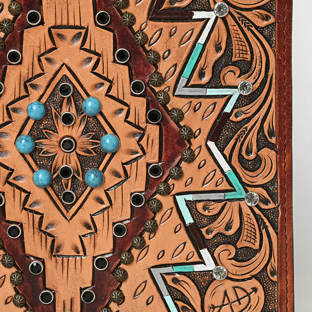 ADBG1040 American Darling Hand-Tooled Floral Genuine Leather Western Portfolio Bag