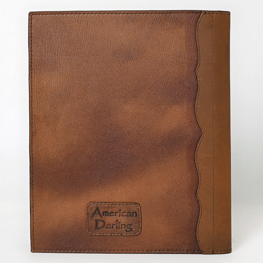 ADBG1040 American Darling Hand-Tooled Floral Genuine Leather Western Portfolio Bag