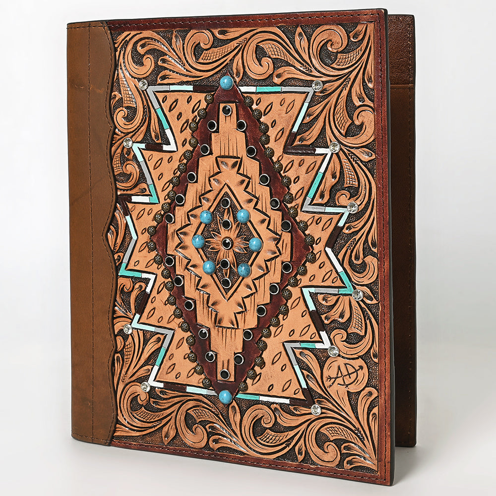 ADBG1040 American Darling Hand-Tooled Floral Genuine Leather Western Portfolio Bag