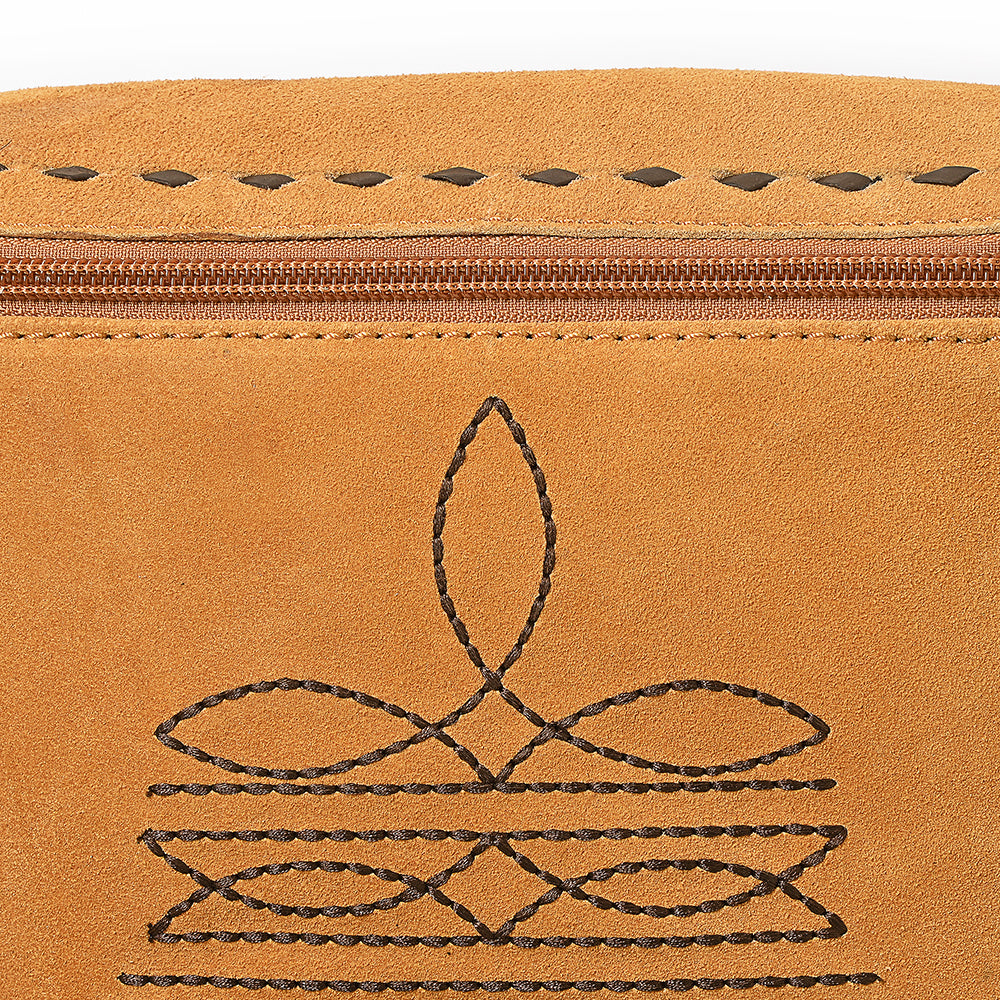 ADBGA772 Genuine suede Western Crossbody Bag - Stitch Design with Whipstitch Strap