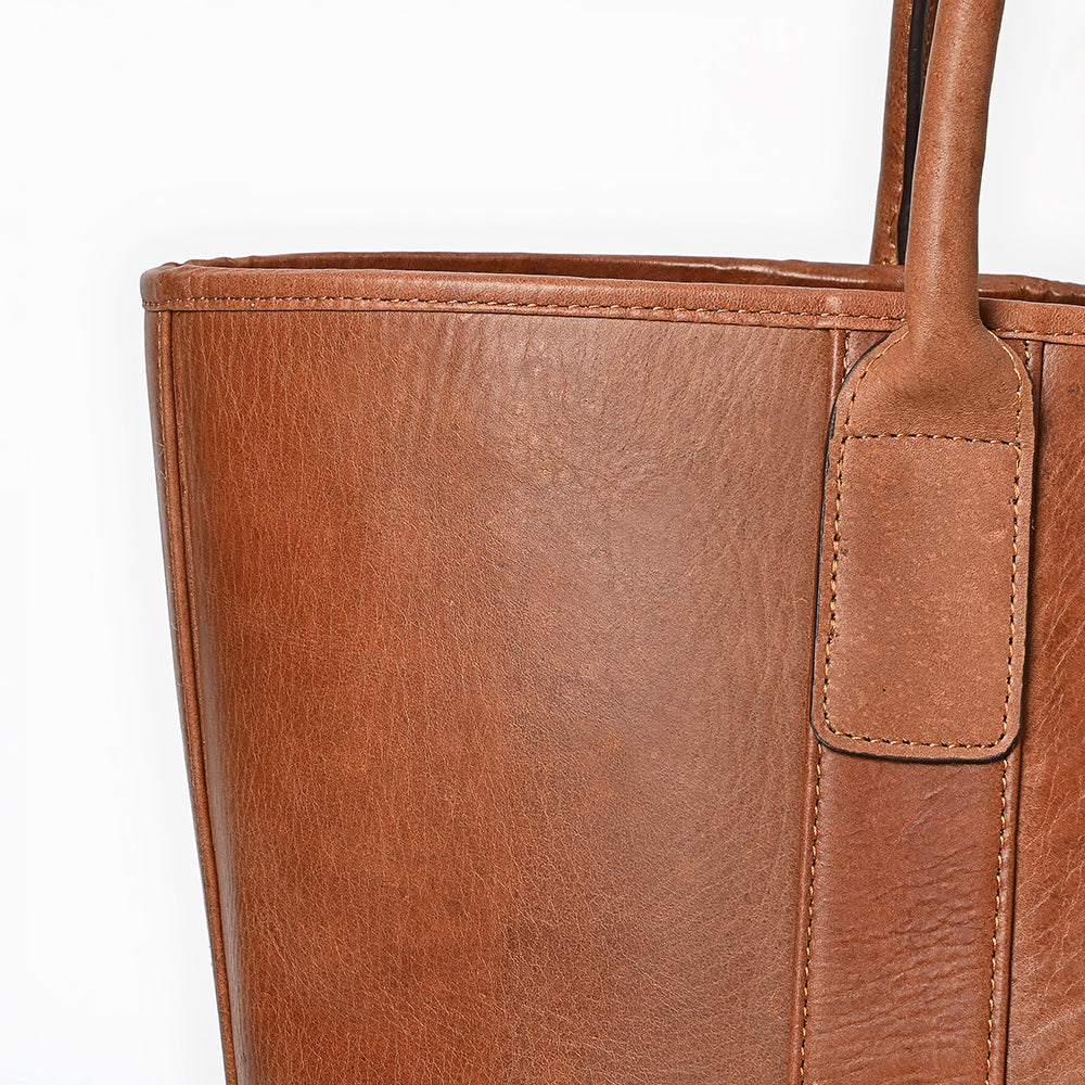 ADBGM607B Tote Bag - Classic Western Saddle Brown Genuine Leather Tote