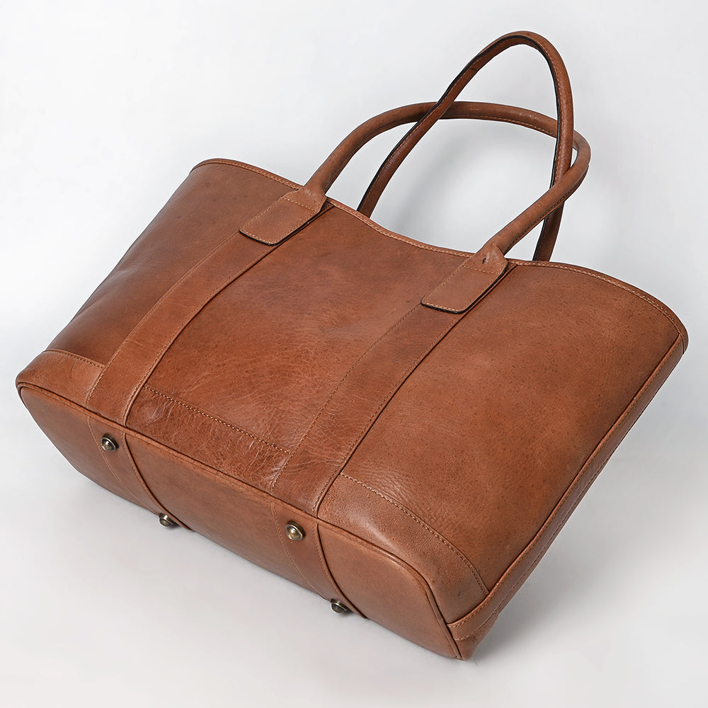 ADBGM607B Tote Bag - Classic Western Saddle Brown Genuine Leather Tote