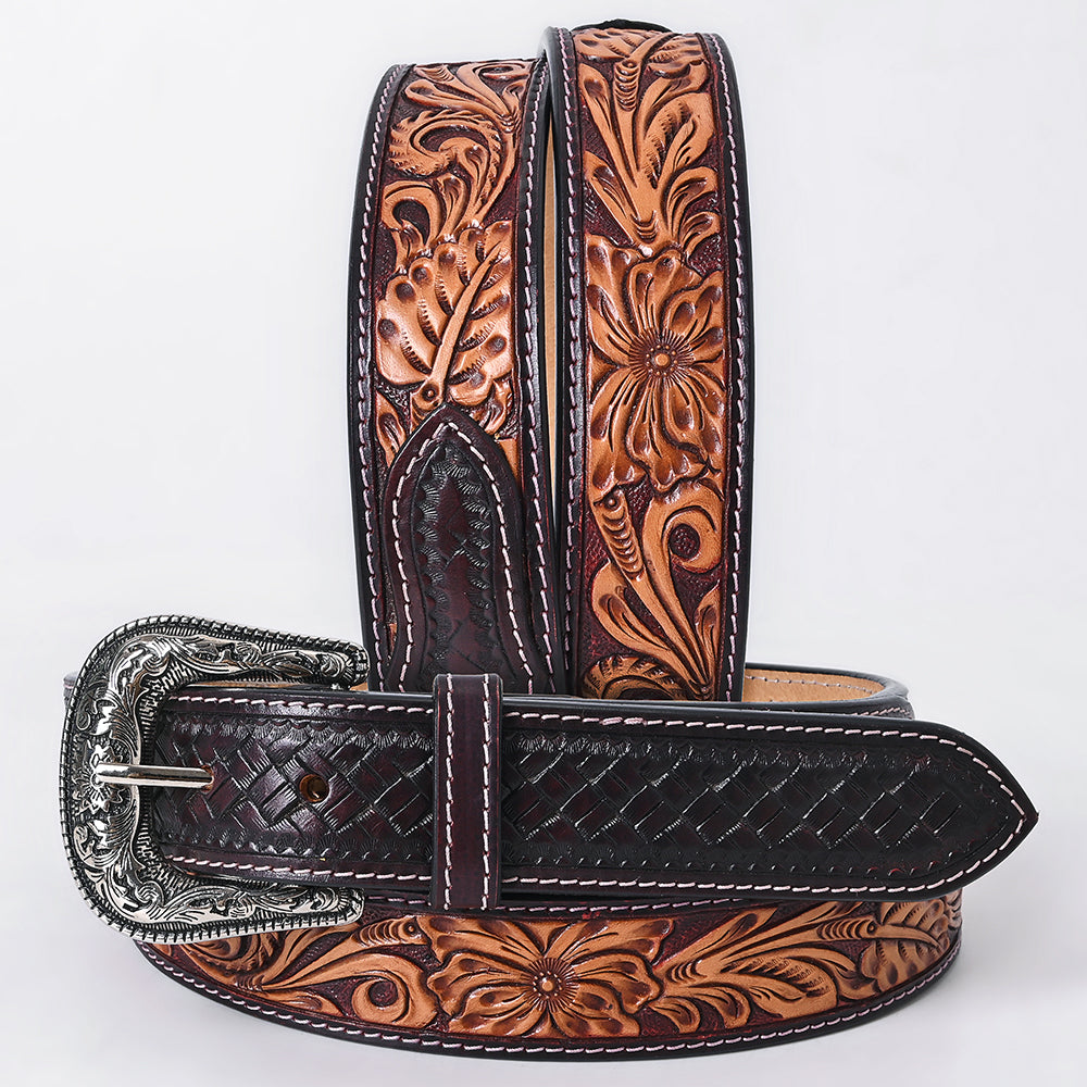 ADBLF338 Beautifully Hand Tooled Genuine American Leather Belt Men and Women