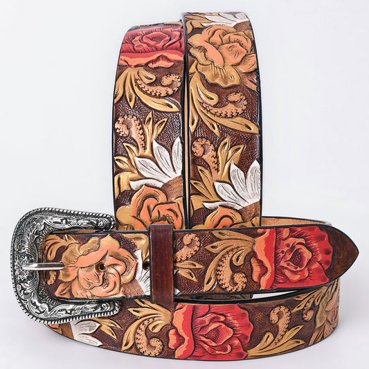 ADBLF339 Beautifully Floral Hand Tooled Genuine American Leather Belt Men and Women