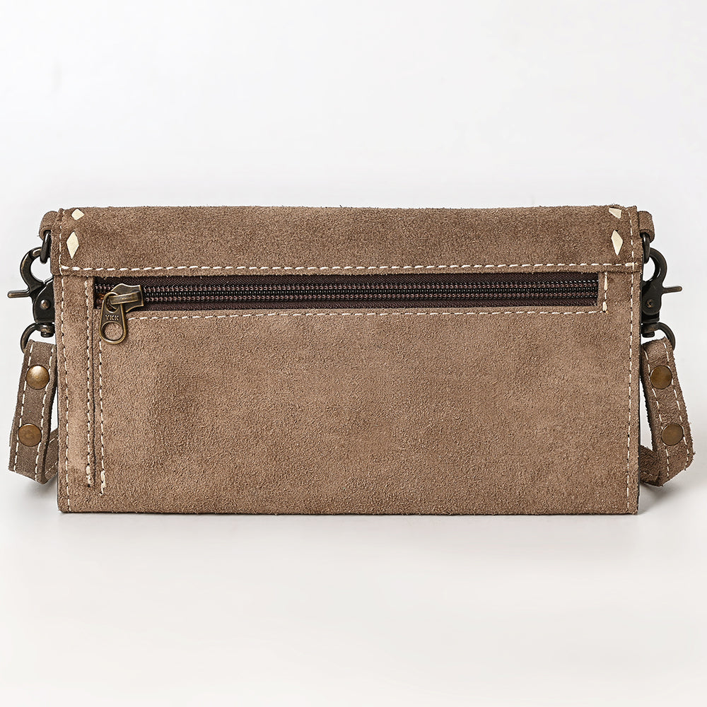 ADBG1712 Genuine Leather Wallet Bag with White Western Stitching & Adjustable Strap