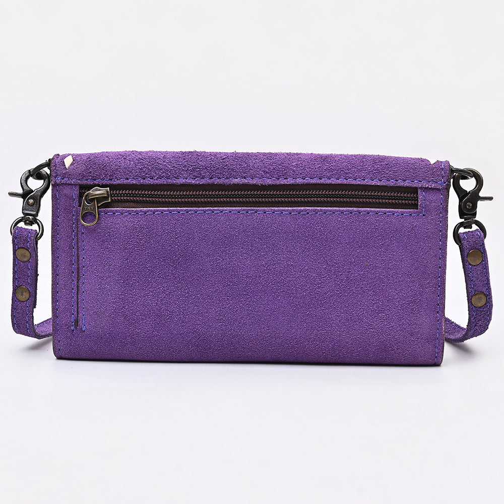 ADBG1712 Genuine Leather Wallet Bag with White Western Stitching & Adjustable Strap