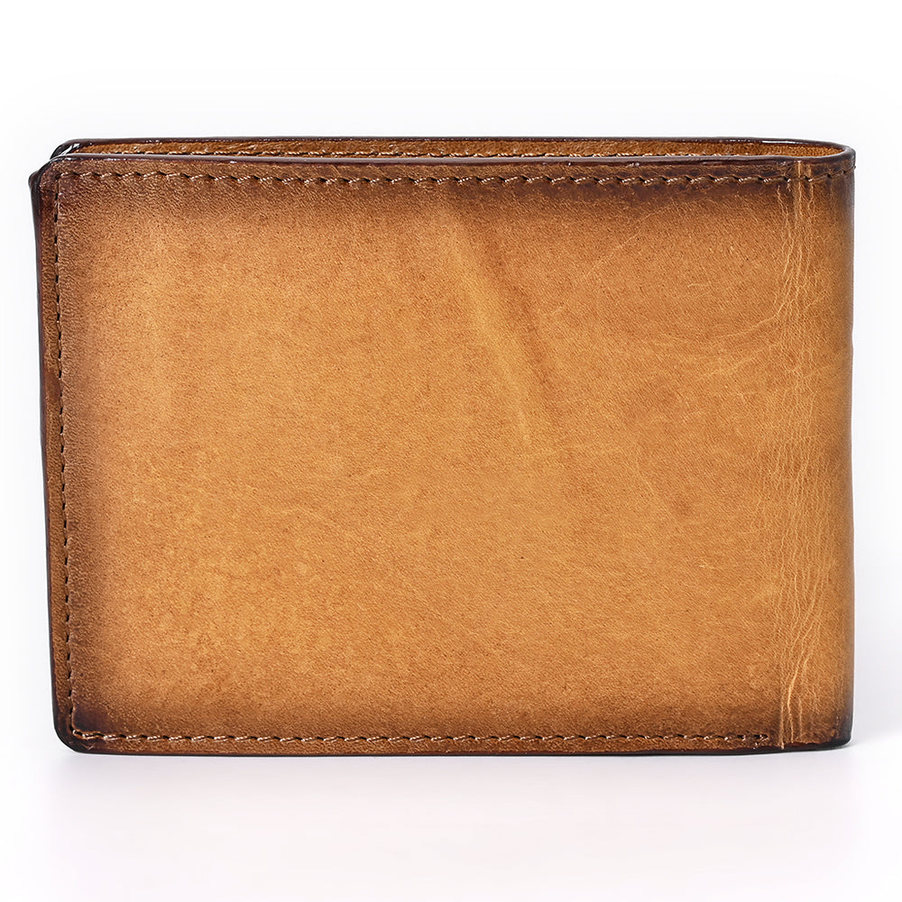ADBGM529D Hand-Stitched Tan Leather Bifold Wallet - Western Mens Embroidered Cowboy Wallet