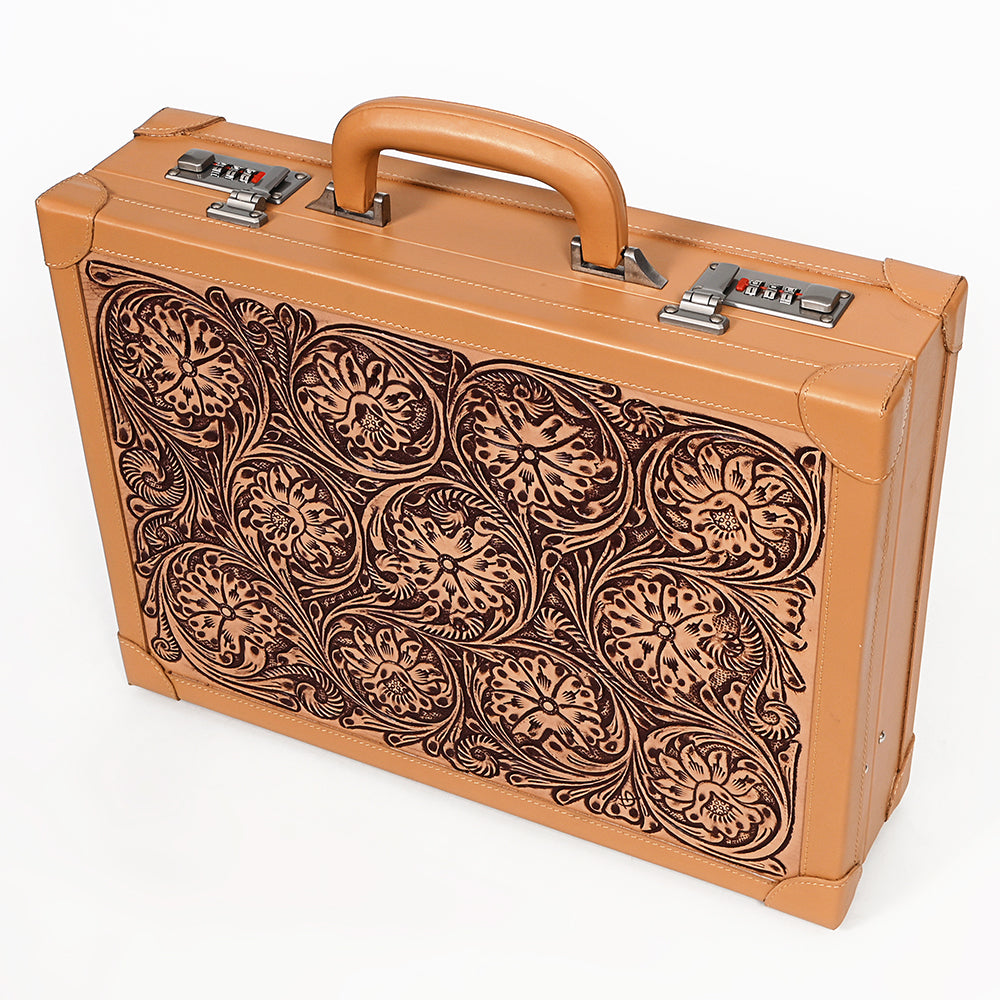 ADBGZ882 Hand-Tooled Leather Jewelry Case with Combination Locks | American Darling