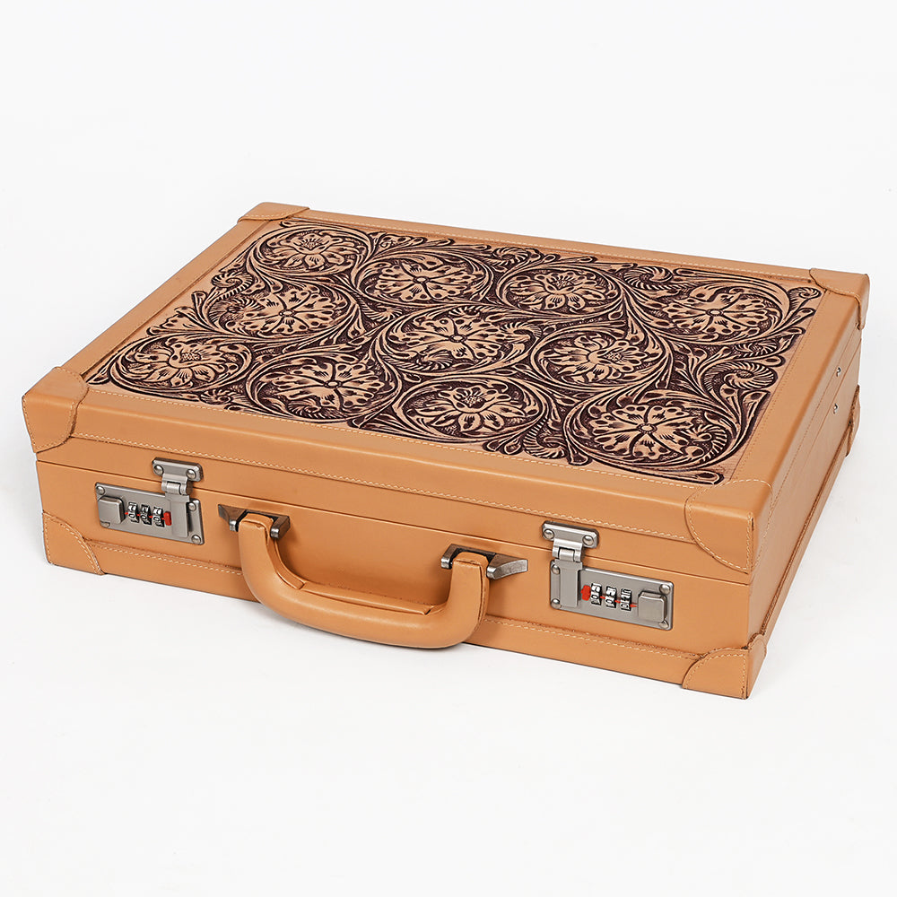 ADBGZ882 Hand-Tooled Leather Jewelry Case with Combination Locks | American Darling