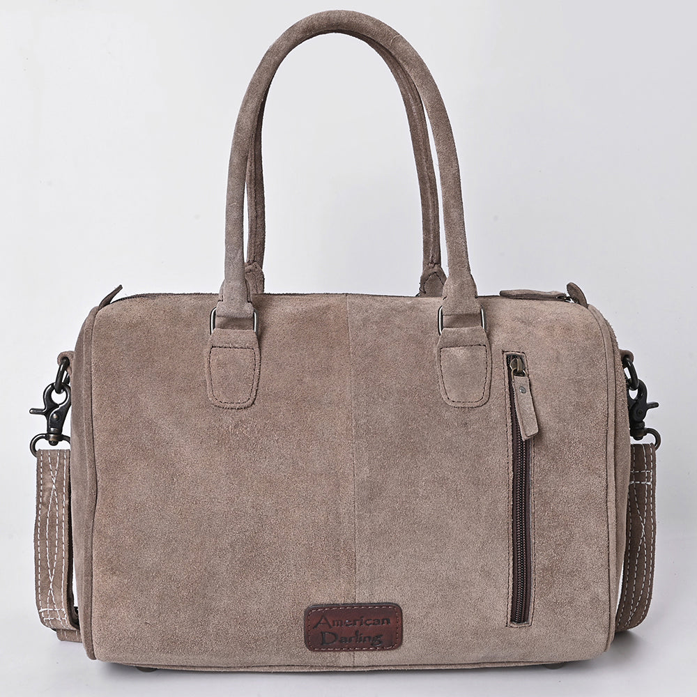 ADBG1585 American Darling Western Genuine Leather Duffel Bag with Genuine Suede Body & Boot-Stitched Detailing